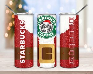 Christmas Santa Starbucks Tumbler PNG, 20oz Skinny Tumbler PNG