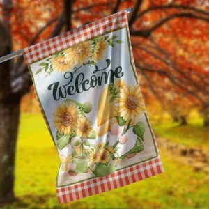 Welcome Gnome Sunflower Garden Flag – 12×18 Garden Flag Sublimation