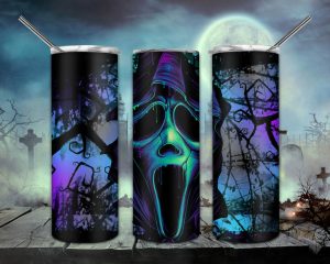 Halloween Scream Horror Character Tumbler PNG, 20oz Skinny Tumbler PNG