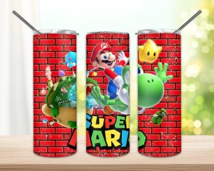 Super Mario Tumbler PNG, Game Character Red 20oz Skinny Tumbler PNG