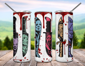 Halloween Bloody Knife Tumbler Png, 20Oz Skinny Tumbler Png