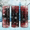 Christmas Snow Red Plaid Tumbler PNG, 20oz Skinny Tumbler PNG