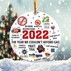 2022 Couldn’t Afford Gas Ornament Png, Round Christmas Ornament