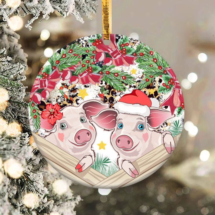 Christmas Pigs Ornament Png, Round Christmas Ornament Christmas Pigs Ornament Png, Round Christmas Ornament