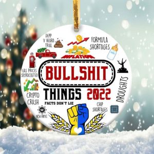 Bullshit Things Gas 2022 Ornament Png, Round Christmas Ornament