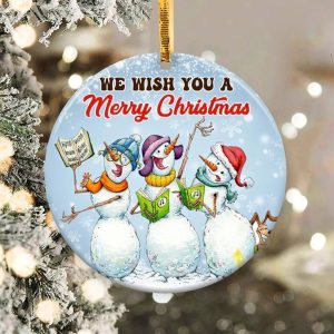 Christmas Snowman Ornament Png, Round Christmas Ornament