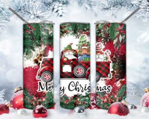 Christmas Truck Gnomes Tumbler Wrap, Santa Claus Tumbler PNG