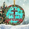 Merry Christmas Leopard Ornament Png, Round Christmas Ornament