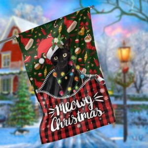 Black Cat Meowy Christmas Garden Flag – 12×18 Garden Flag