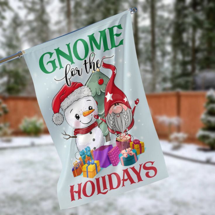 Gnome For The Holidays Garden Flag – 12×18 Garden Flag Gnome For The Holidays Garden Flag – 12×18 Garden Flag