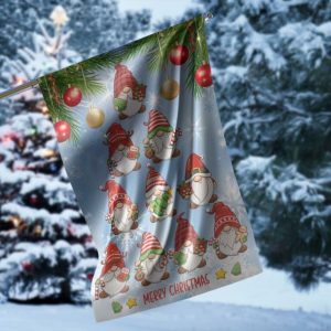 Gnome Tree Merry Christmas Garden Flag – 12×18 Garden Flag