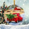 Christmas Farm Reindeer and Truck Ornament Png, Round Christmas Ornament