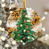 Christmas Tree Leopard Ornament Png, Round Christmas Ornament