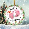 Baby First Christmas Footprint Ornament Png, Round Christmas Ornament