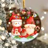 Snowman and Gnome Ornament Png, Round Christmas Ornament