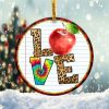 Christmas Teacher Love Ornament Png, Round Christmas Ornament