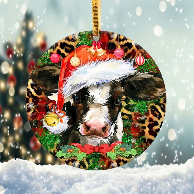 Christmas Cow Ornament Png, Round Christmas Ornament Christmas Cow Ornament Png, Round Christmas Ornament