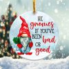 Christmas Gnome Ornament Png, Round Christmas Ornament