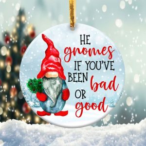 Christmas Gnome Ornament Png, Round Christmas Ornament