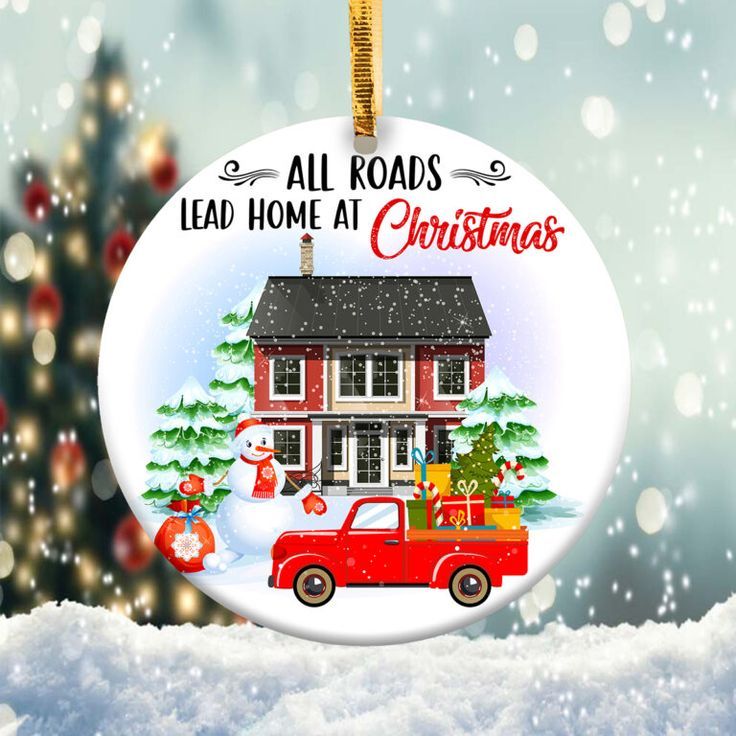 Christmas Red Truck Ornament Png, Round Christmas Ornament Christmas Red Truck Ornament Png, Round Christmas Ornament