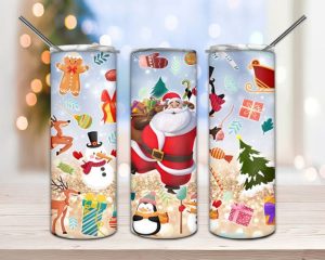 Christmas Santa Claus Tumbler Wrap, Cute Snowman Tumbler PNG