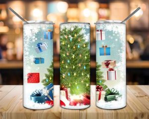 Christmas Tree Tumbler PNG, Merry Christmas Snowflake Tumbler
