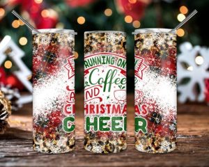 Christmas Run On Coffee Tumbler Png, 20Oz Skinny Tumbler Png