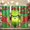 Christmas Resting Grinch Face Tumbler PNG, 20oz Skinny Tumbler PNG