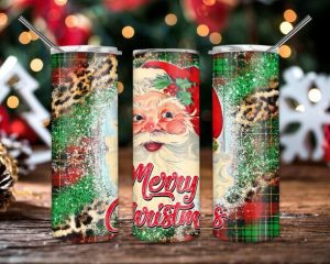 Christmas Vintage Santa Tumbler PNG, 20oz Skinny Tumbler PNG