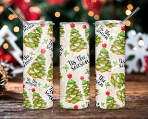 Christmas Tis The Season Tumbler PNG, 20oz Skinny Tumbler PNG