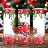 Christmas Truck Glitter Tumbler PNG, 20oz Skinny Tumbler PNG