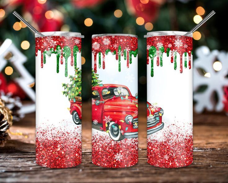 Christmas Truck Glitter Tumbler PNG, 20oz Skinny Tumbler PNG Christmas Truck Glitter Tumbler PNG, 20oz Skinny Tumbler PNG