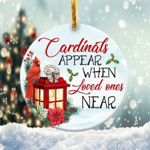 Cardinals Apperar Ornament Png, Round Christmas Ornament