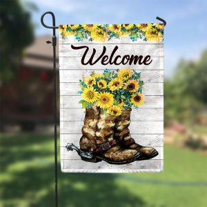 Cowboy Boots and Sunflowers Garden Flag – 12×18 Garden Flag