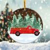Christmas Fire Truck Ornament Png, Round Christmas Ornament