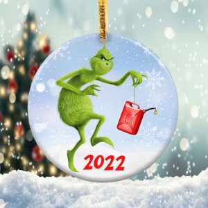 Christmas Grinch Gas Ornament Png, Round Christmas Ornament