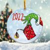 Christmas Grinch Hand Ornament Png, Round Christmas Ornament