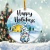 Happy Holidays Gnome Ornament Png, Round Christmas Ornament