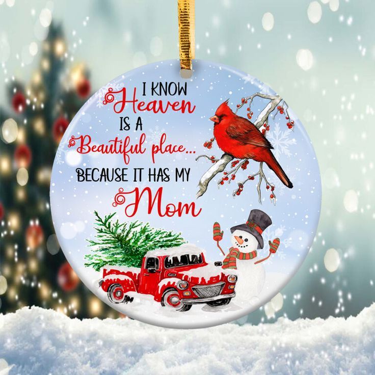 Heaven is Beautiful Place Ornament Png, Round Christmas Ornament Heaven is Beautiful Place Ornament Png, Round Christmas Ornament