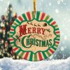 Merry Christmas Ornament Png, Round Christmas Ornament