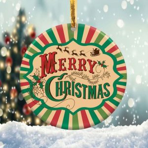 Merry Christmas Ornament Png, Round Christmas Ornament