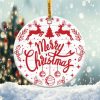 Merry Christmas Deer Ornament Png, Round Christmas Ornament