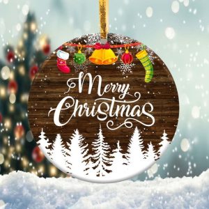 Merry Christmas Ornament Png, Round Christmas Ornament