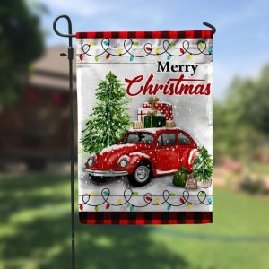 Merry Christmas Red Truck Garden Flag – 12×18 Garden Flag