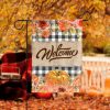 Fall Floral Pumpkin Plaid Garden Flag - 12X18 Garden Flag