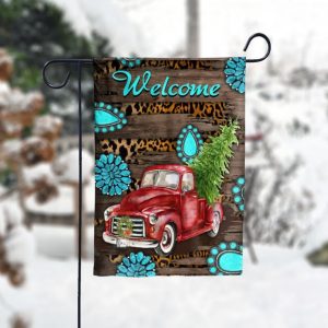 Western Christmas Truck Welcome Garden Flag – 12×18 Garden Flag