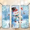 Christmas Snowman Rose Tumbler PNG, 20oz Skinny Tumbler PNG