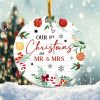 1st Christmas as Mr and Mrs Ornament Png, Round Christmas Ornament