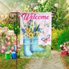 Floral Garden Boots Welcome Garden Flag – 12×18 Garden Flag