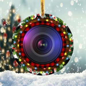 Santa Tree Cam Ornament Png, Round Christmas Ornament